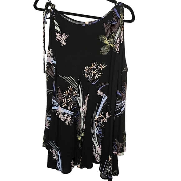 Free People Clear Skies Open Shoulder Printed Tunic in Black/Multi-Size XS - Picture 9 of 12
